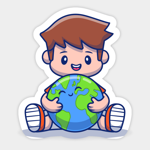 Boy Hugging Cute Earth Sticker by Catalyst Labs